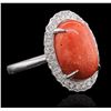 Image 2 : 14KT White Gold 6.78ct Coral and Diamond Ring