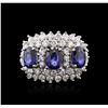 Image 1 : 14KT White Gold 2.88ctw Sapphire and Diamond Ring