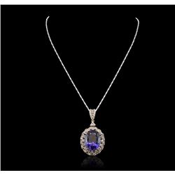 18KT Yellow Gold 33.71ct GIA Certified Tanzanite and Diamond Pendant With Chain