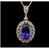 Image 2 : 18KT Yellow Gold 33.71ct GIA Certified Tanzanite and Diamond Pendant With Chain