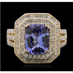 14KT Yellow Gold 3.52ct Tanzanite and Diamond Ring