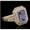 Image 2 : 14KT Yellow Gold 3.52ct Tanzanite and Diamond Ring