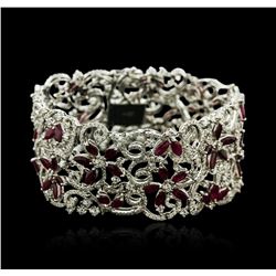 18KT White Gold 16.51ctw Ruby and Diamond Bracelet