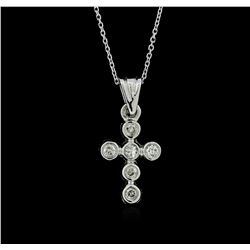 14KT White Gold 0.16ctw Diamond Cross Pendant With Chain