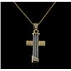 Image 1 : 18KT Two-Tone Gold Cross Pendant With Chain