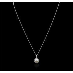 14KT White Gold Pearl and Diamond Pendant With Chain