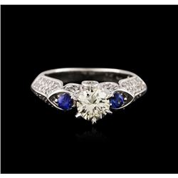 18KT White Gold 1.30ctw Sapphire and Diamond Ring