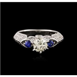 18KT White Gold 1.30ctw Sapphire and Diamond Ring