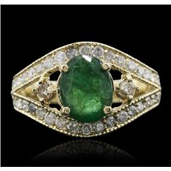 14KT Yellow Gold 1.43ct Emerald and Diamond Ring