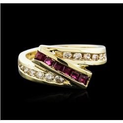 14KT Yellow Gold 0.25ctw Ruby and Diamond Ring