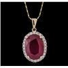 Image 1 : 14KT Yellow Gold 6.47ct Ruby and Diamond Pendant with Chain