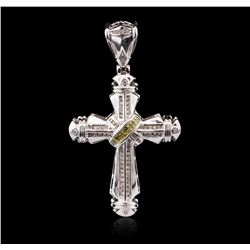 14KT White Gold 1.23ctw Diamond Cross Pendant