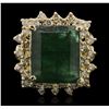 Image 1 : 14KT Yellow Gold 10.80ct Emerald and Diamond Ring