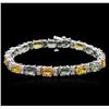 Image 1 : 14KT White Gold 14.81ctw Sapphire and Diamond Bracelet