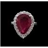 Image 1 : 14KT White Gold 5.88ct Ruby and Diamond Ring