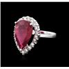 Image 2 : 14KT White Gold 5.88ct Ruby and Diamond Ring