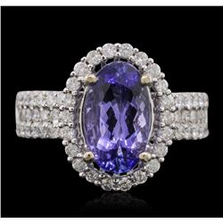 14KT White Gold 2.51ct Tanzanite and Diamond Ring