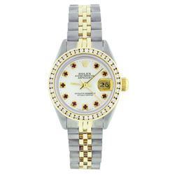 Ladies Rolex Two-Tone Ruby and Diamond DateJust Wristwatch