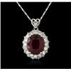 Image 1 : 14KT White Gold 10.99ct Ruby and Diamond Pendant With Chain