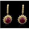 Image 1 : 14KT Yellow Gold 12.13ctw Ruby and Diamond Earrings