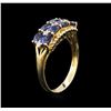 Image 3 : 10KT Yellow Gold 1.85ctw Blue Sapphire and Diamond Ring