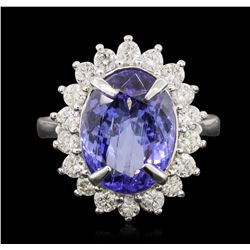 14KT White Gold 5.05ct Tanzanite and Diamond Ring