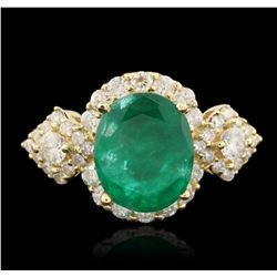 14KT Yellow Gold 3.22ct Emerald and Diamond Ring