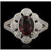 Image 1 : 14KT White Gold 1.97ct Rubellite and Diamond Ring