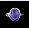Image 1 : 18KT White Gold 7.29ct Tanzanite and Diamond Ring
