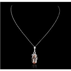 14KT White Gold 7.65ct Morganite and Diamond Pendant With Chain