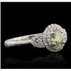 Image 2 : 14KT White Gold GIA Certified 0.88ctw Diamond Ring