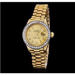 Ladies Rolex President 18KT Yellow Gold & Diamond DateJust Wristwatch