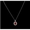 Image 2 : 2.97ct Ruby and Diamond Pendant With Chain - 14KT White Gold