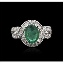 14KT White Gold 2.07ct Emerald and Diamond Ring