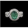 Image 1 : 14KT White Gold 2.07ct Emerald and Diamond Ring