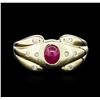 Image 1 : 14KT Yellow Gold 0.25ct Ruby and Diamond Ring