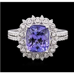 14KT White Gold 3.60ct Tanzanite and Diamond Ring