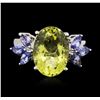 Image 1 : 10KT White Gold 6.00ct Lemon Quartz and Tanzanite Ring