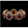 Image 2 : 14KT Rose Gold 72.81ctw Ruby and Diamond Bracelet