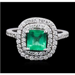 14KT White Gold 1.28ct Emerald and Diamond Ring