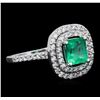 Image 2 : 14KT White Gold 1.28ct Emerald and Diamond Ring