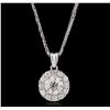 Image 1 : 14KT White Gold 0.90ctw Diamond Pendant With Chain