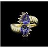 Image 1 : 14KT Yellow Gold 2.00ctw Tanzanite and Diamond Ring