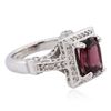 Image 2 : 14KT White Gold 3.09ct Rhodolite Garnet and Diamond Ring