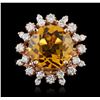 Image 1 : 14KT Rose Gold 5.63ct Citrine and Diamond Ring