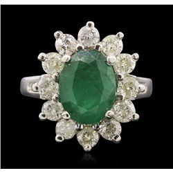 14KT White Gold 2.49ct Emerald and Diamond Ring