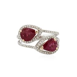 14KT White Gold 3.24ctw Ruby and Diamond Ring