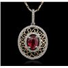 Image 2 : 14KT Two-Tone Gold 1.53ct Ruby and Diamond Pendant With Chain