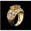 Image 3 : 14KT Yellow Gold 4.44ct Citrine, Multicolor Sapphire and Tsavorite Ring