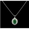Image 2 : 14KT White Gold 2.29ct Emerald and Diamond Pendant With Chain